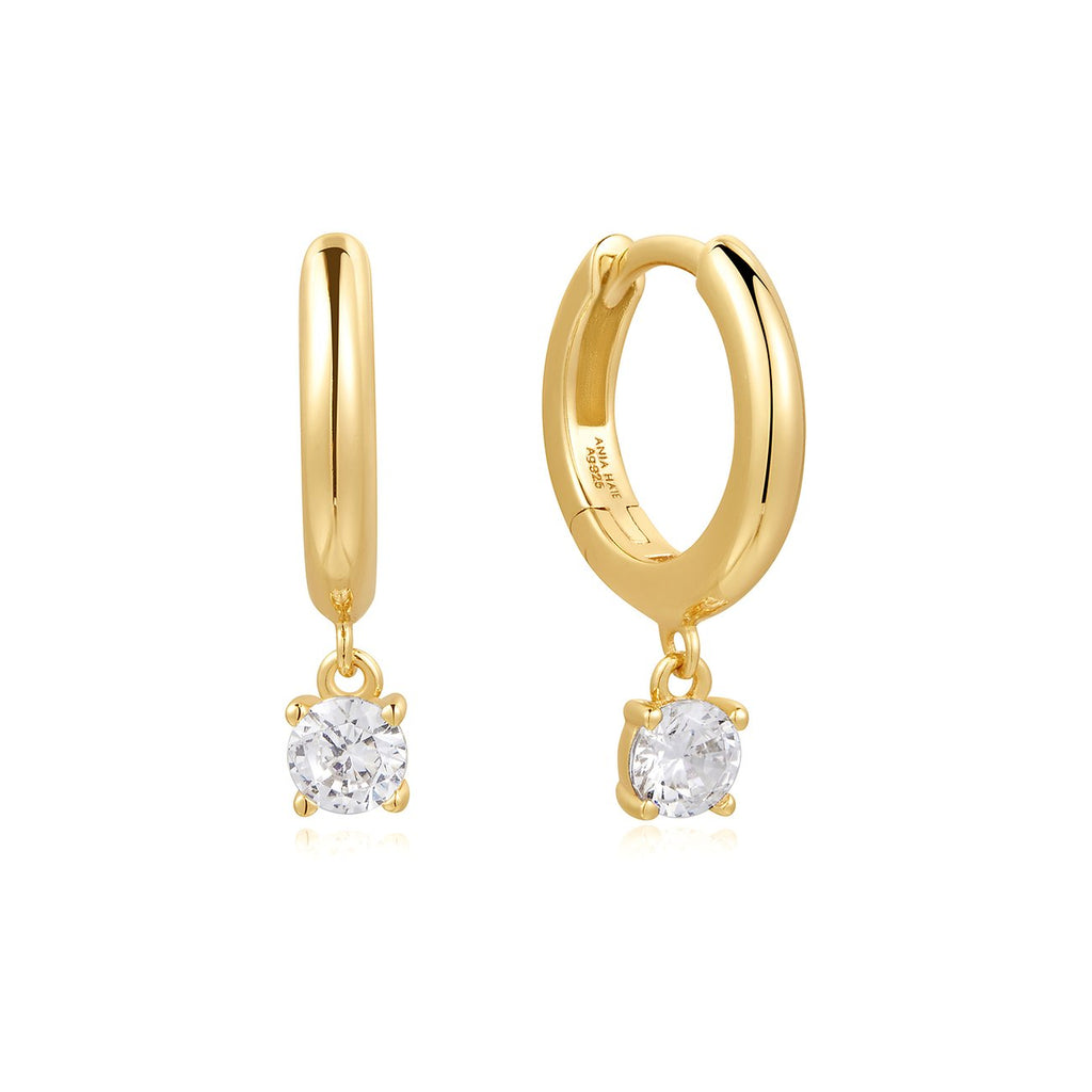 Ania Haie Gold Plated Cubic Zirconia Drop Hoop Earrings