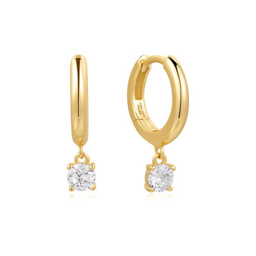 Ania Haie Gold Plated Cubic Zirconia Drop Hoop Earrings