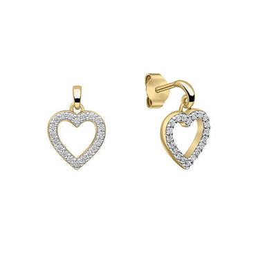 Diamonfire Gold Plated Heart Drop Earrings