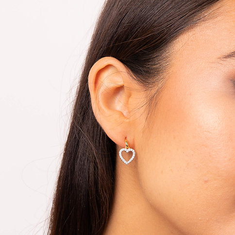 Diamonfire Gold Plated Heart Drop Earrings