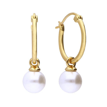 Diamonfire Pearl Gold Plated Hoops
