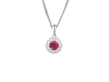 Amore Silver Ruby Cluster Pendant