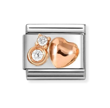 Nomination Rose Gold Heart and CZ Composable Link