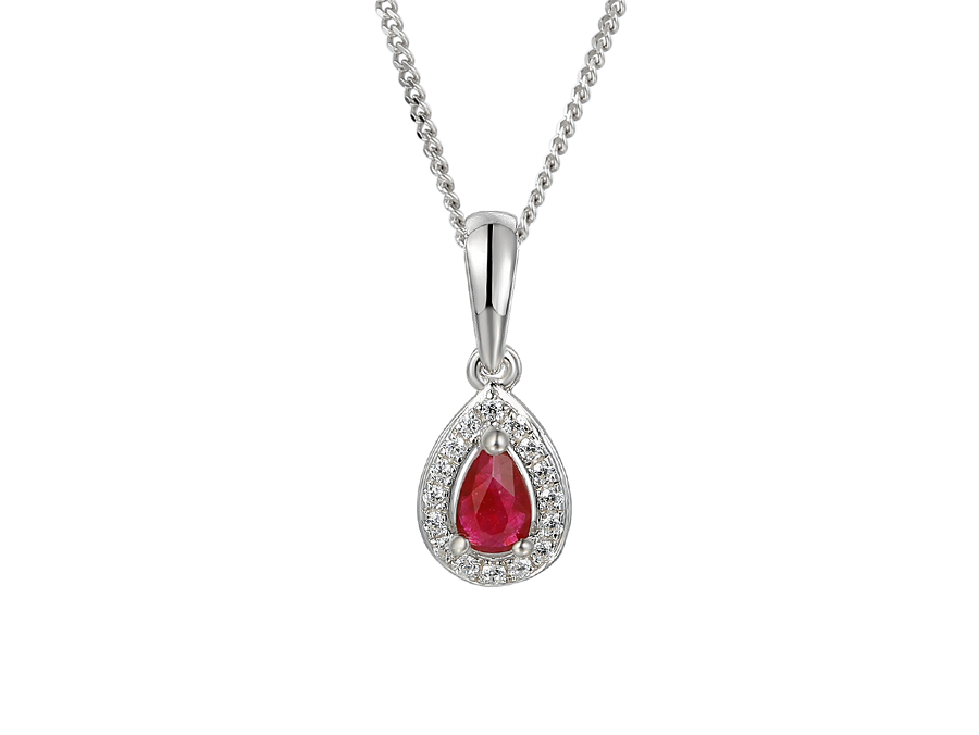 Amore Ruby and CZ Pear Shape Pendant