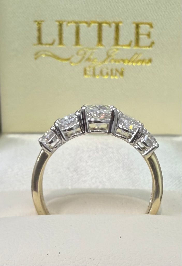 9ct 5 Stone Oval Lab Diamond Ring