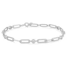 Ania Haie Silver Bezel Station Paper Clip Chain Bracelet