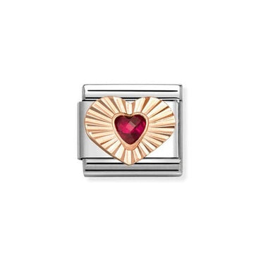 Nomination Etched Red CZ Heart Composable Link