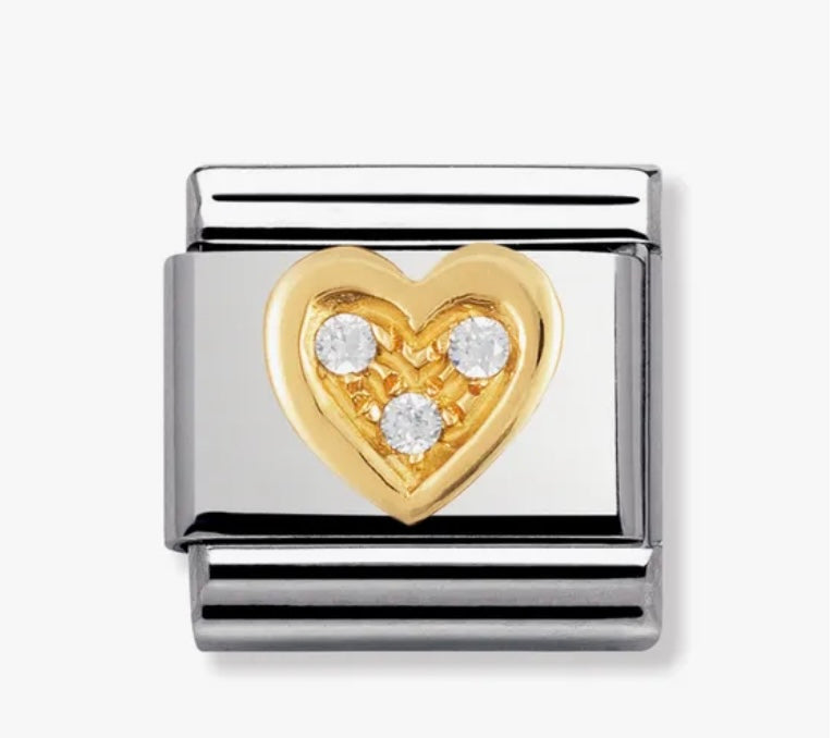 Nomination Gold CZ Heart Composable Link