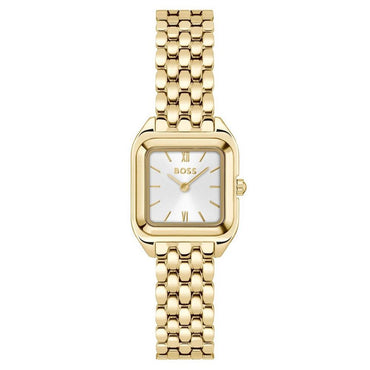 Boss MAE PETITE Gold-effect link-bracelet watch with silver-white dial