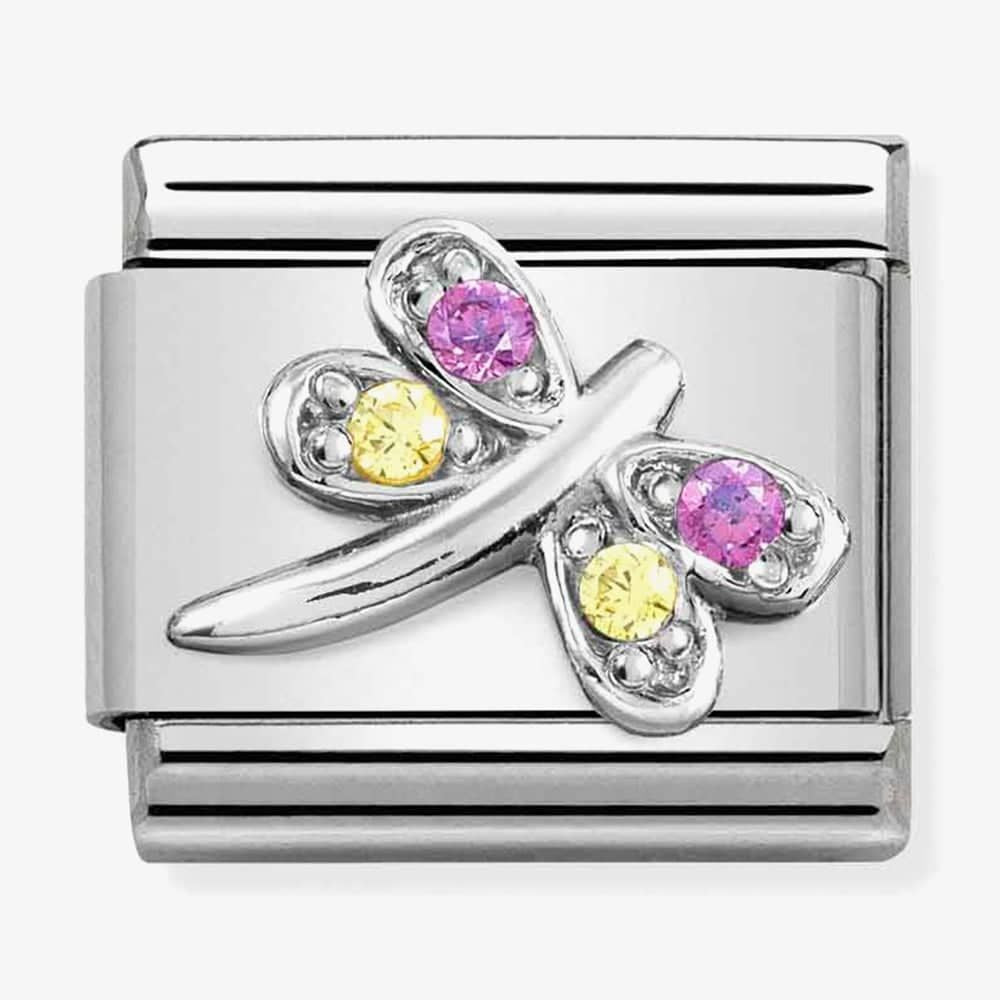 Nomination Lilac & Yellow CZ Dragonfly Link