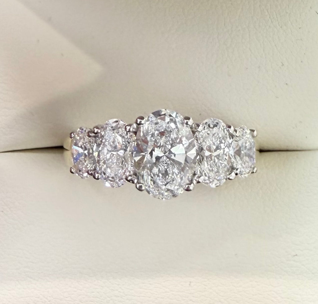 9ct 5 Stone Oval Lab Diamond Ring
