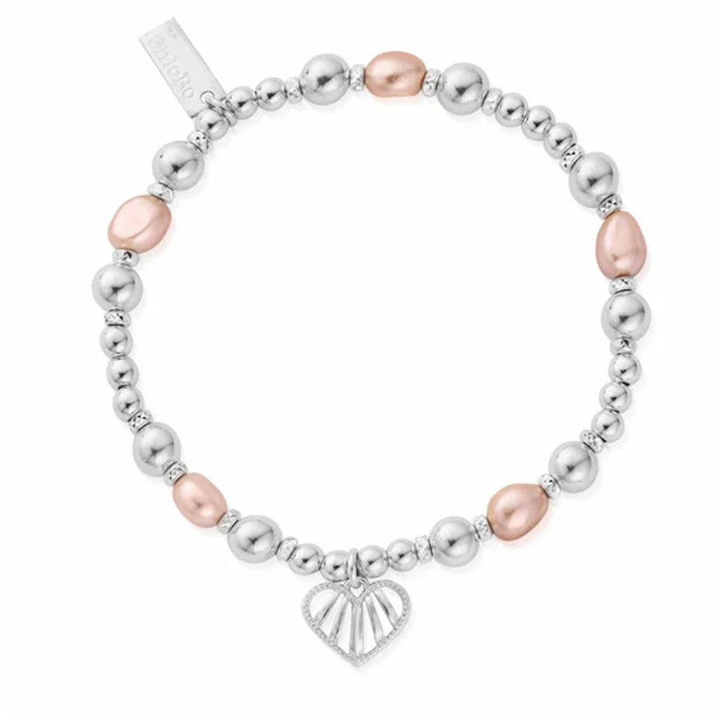Chlobo Loving Heart Pink Pearl Bracelet