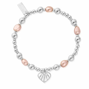 Chlobo Loving Heart Pink Pearl Bracelet