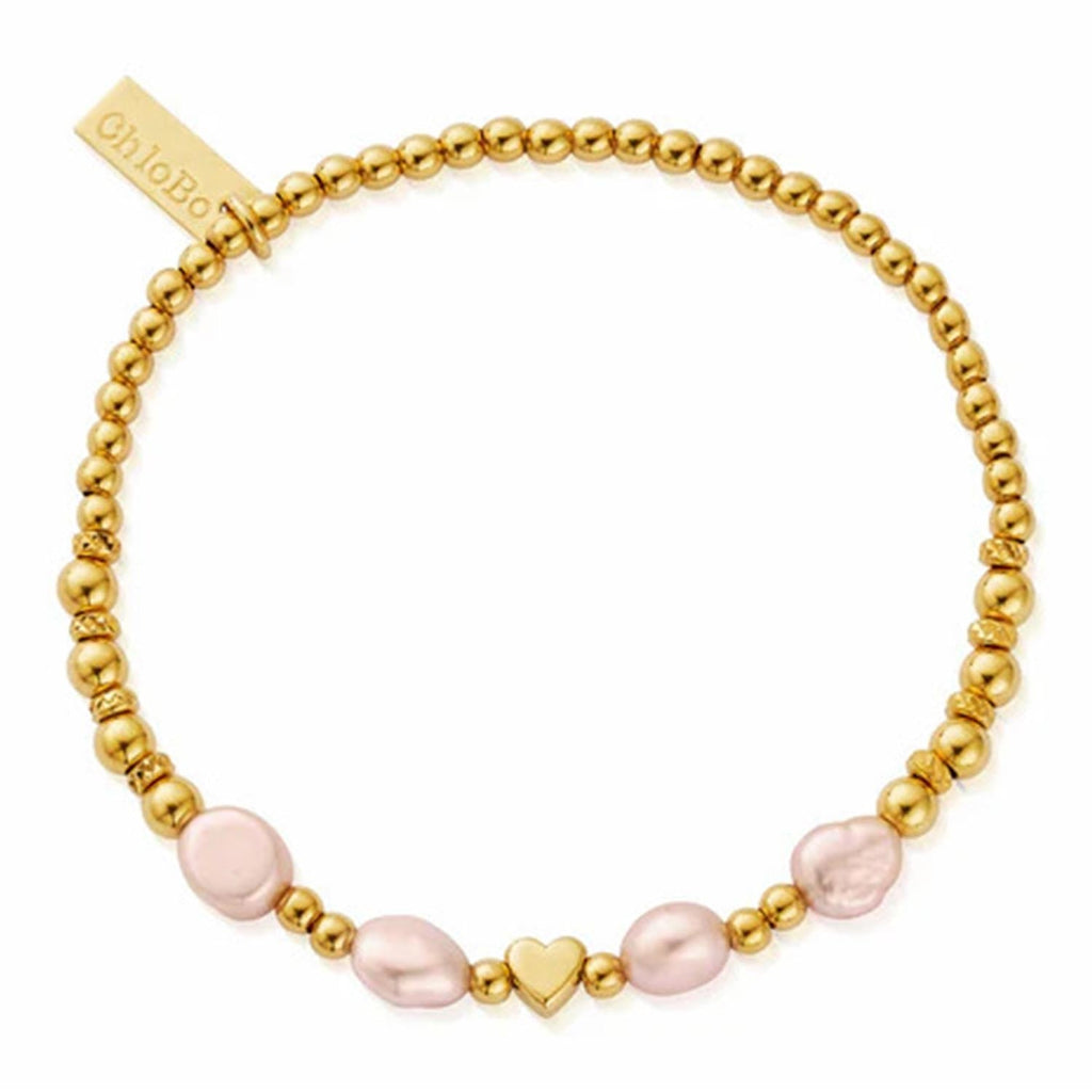 Chlobo Gold With Love Pink Pearl Bracelet
