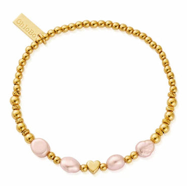 Chlobo Gold With Love Pink Pearl Bracelet