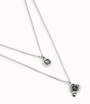 UNOde50 Multi-layer Pendant Link Chain Necklace with Heart Charm