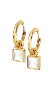 Hot Diamonds Golden Edit Mother Of Pearl Square Earrings