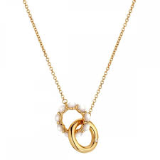 Hot Diamonds Golden Edit Calm Mothr Of Pearl Necklace