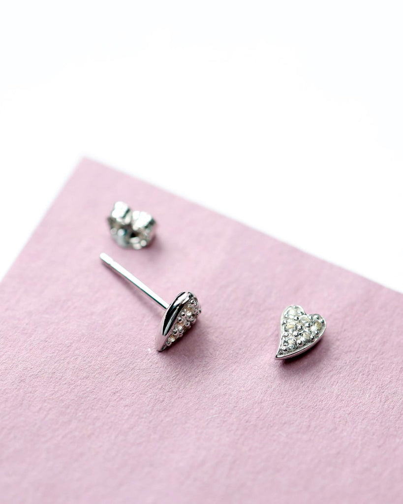 Kit Heath Desire Pave Heart Stud Earrings