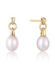 Ania Haie Gold Plate Drop Pearl Earrings