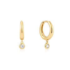 Ania Haie Gold Plated Cubic Zirconia Drop Hoop Earrings
