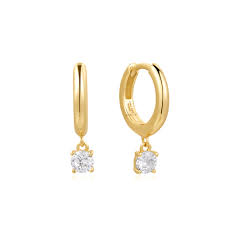 Ania Haie Gold Plated Cubic Zirconia Drop Hoop Earrings