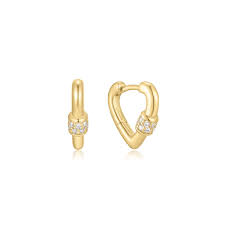 Ania Haie Gold Plated Mini Heart Clasp Huggie Hoops