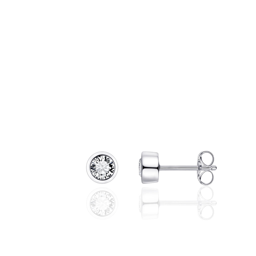 Gisser Silver Bezel Set Stud Earrings
