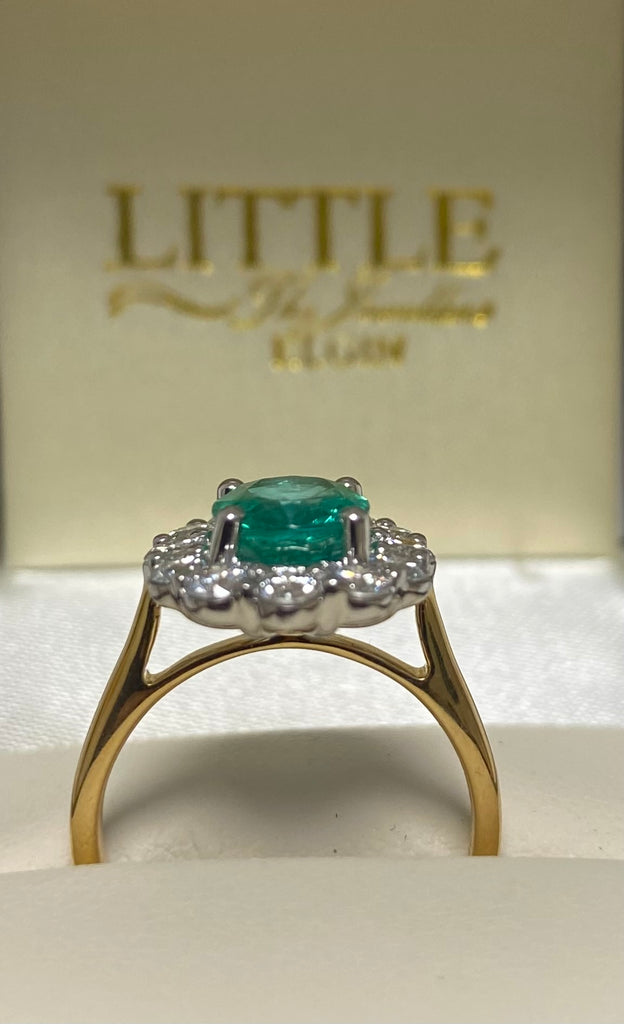 18ct Emerald and Diamond Cluster Ring