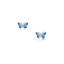 Sheila Fleet Holly Blue Butterfly Small Enamel Earrings