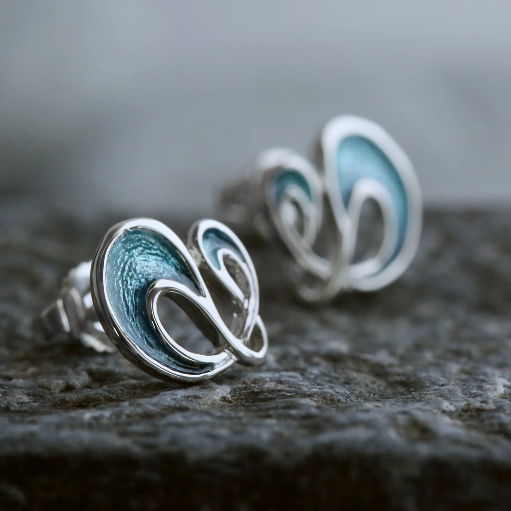 Sheila Fleet Storm Small Enamel Stud Earrings in Sterling Silver