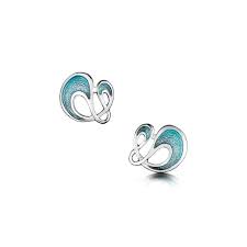Sheila Fleet Storm Small Enamel Stud Earrings in Sterling Silver