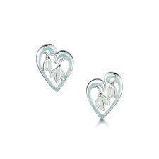 Sheila Fleet Snowdrop Silver Heart Earrings