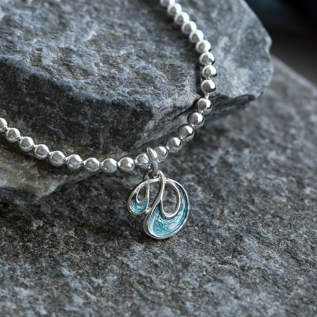 Sheila fleet Storm Enamel Stretch Bracelet in Sterling Silver