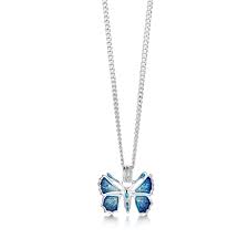 Sheila Fleet Holly Blue Butterfly Petite Enamel Pendant