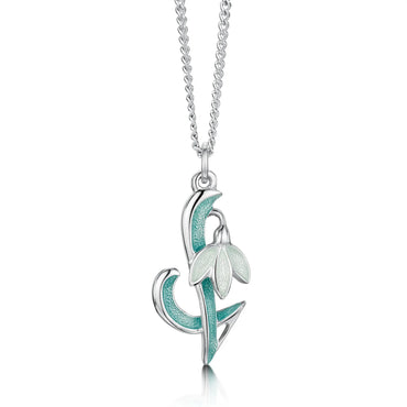 Sheila Fleet Small Snowdrop Pendant in Leaf Enamel