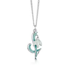 Sheila Fleet Small Snowdrop Pendant in Leaf Enamel