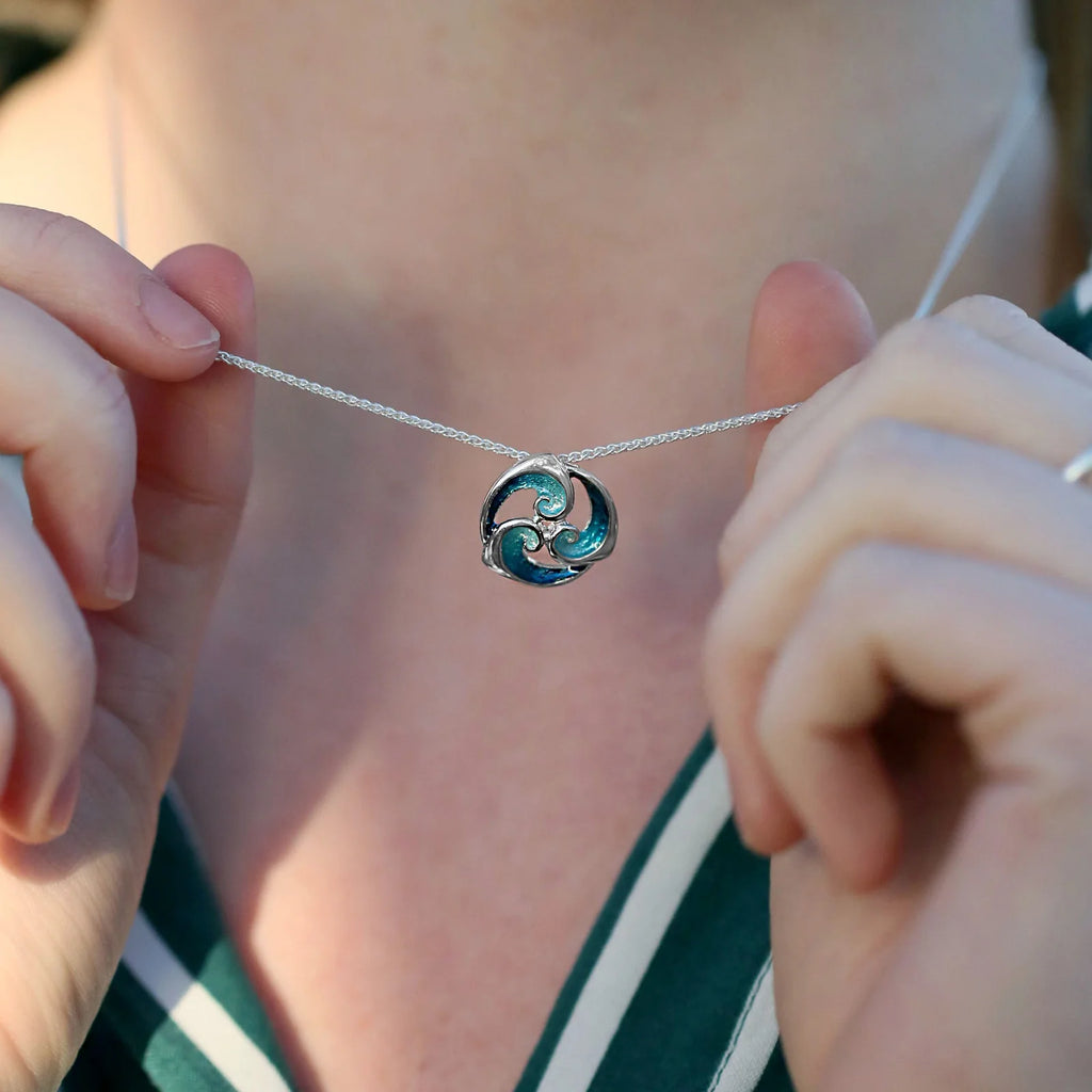 Sheila Fleet Brockon Pendant In Peacock Enamel