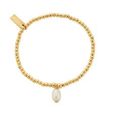 Chlobo Gold Plated Drop Pearl Bracelet