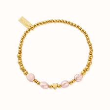 Chlobo Gold With Love Pink Pearl Bracelet