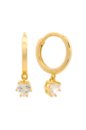 Georgini Gold Plated Heart CZ Hoop Earrings