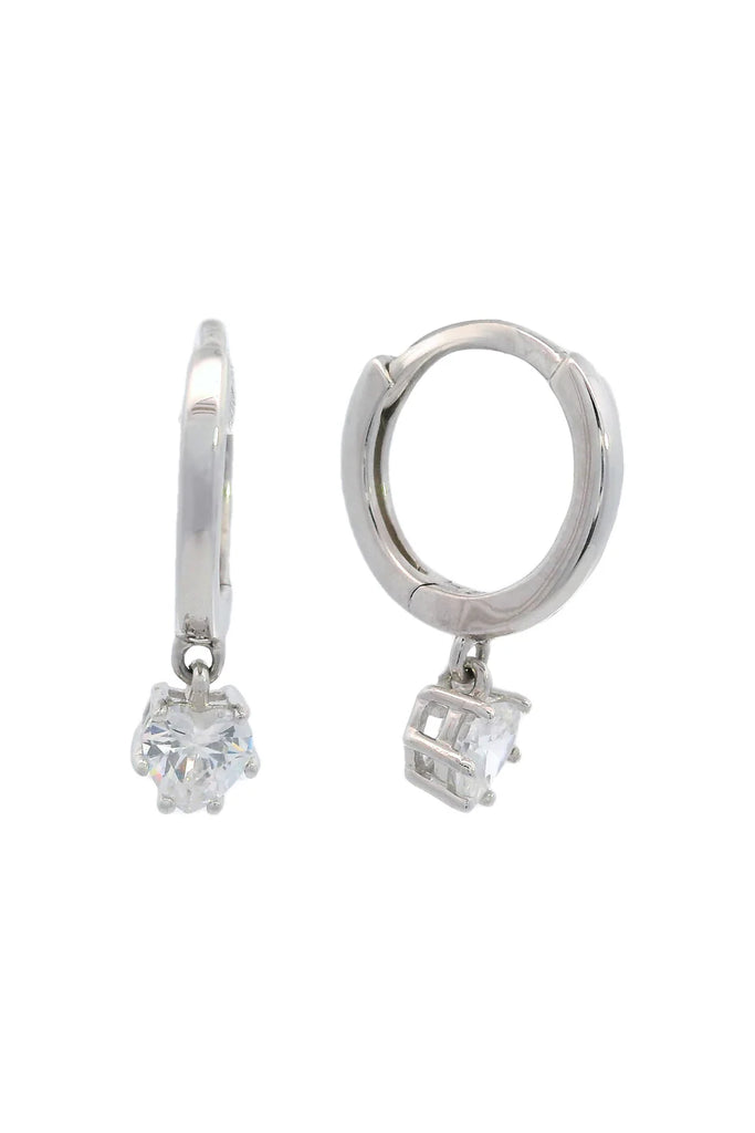 Georgini Silver Heart CZ Hoop Earrings