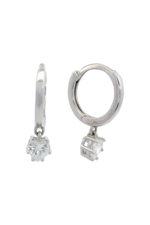 Georgini Silver Heart CZ Hoop Earrings