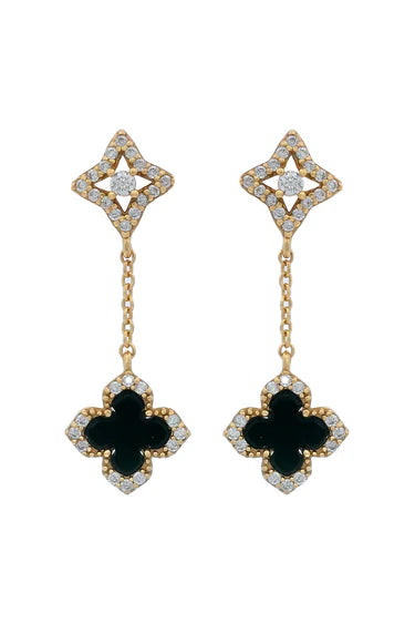 Georgini Sydney Soiree Black Agate Gold Plated Earrings