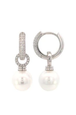 Georgini Silver Duo Hoop Pearl Earrings