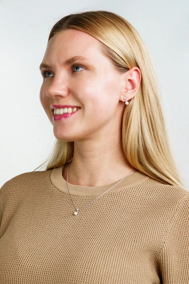 Georgini Touch of Sparkle Silver Pearl Earrings
