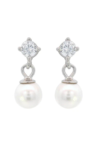 Georgini Touch of Sparkle Silver Pearl Earrings