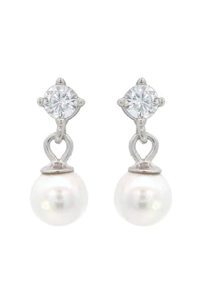 Georgini Touch of Sparkle Silver Pearl Earrings