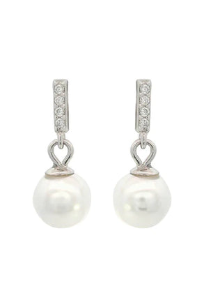 Georgini Glow Bar Silver Pearl Earrings