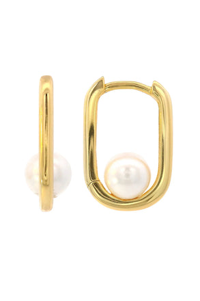 Georgini Oval Pearl Hoop Earrings